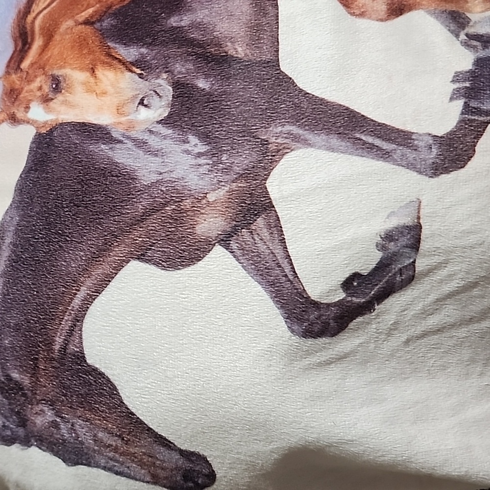 Horse Print Pillow . Designed With 3 - Running Horses. - Picture 2 of 6